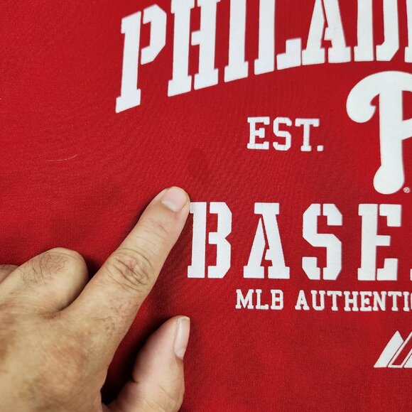 Philadelphia Phillies Majestic Thermabase Mens Size XL Hooded Sweatshirt - Picture 6 of 10